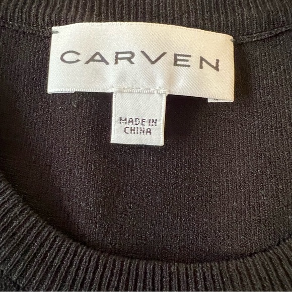 NWOT CARVEN TIERED RUFFLE SWEATER DRESS BLACK MIDI LONG SLEEVE MODEST CREW NECK - Picture 13 of 15